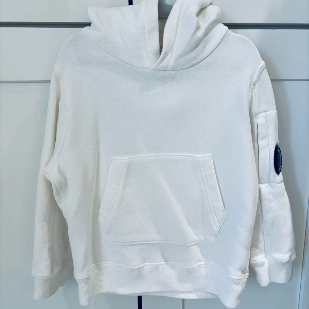 C.P. Company Kids White Hoodie with Pocket